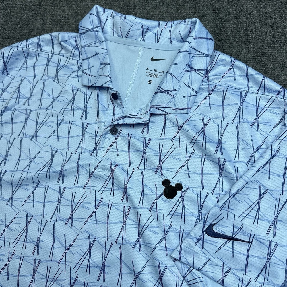 Nike Disney Polo Shirt Mens Xl Blue Mickey Icon Victory Performance Dri-FIT Golf